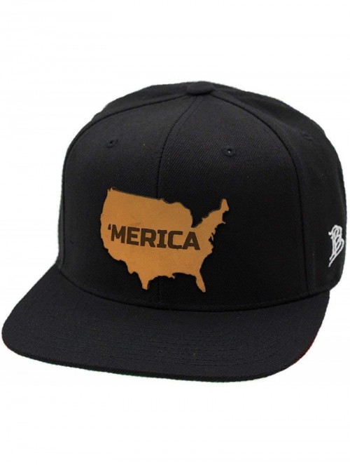 Baseball Caps USA 'The 'Merica' Leather Patch Snapback Hat - Camo - CE18IGQANK9 $33.96