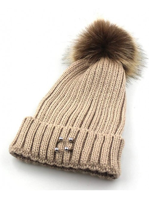 Skullies & Beanies Unisex Funny Winter Hat w/Fake Beard Detachable Beard Beanie Hand-Knit Hat - Pom Poms Beige - CT1935LGO52 ...