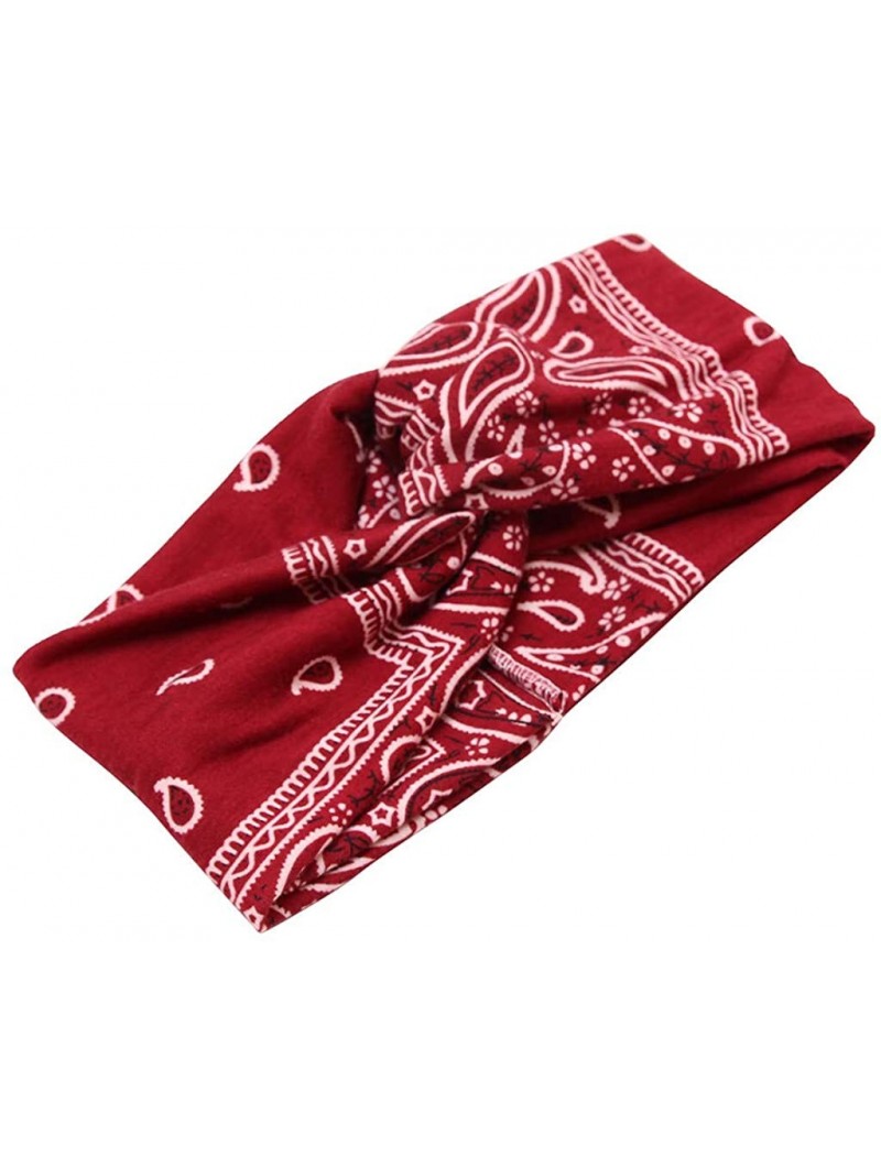 Headbands Pink Headband- Women Fashion Bandana Scarf Square Head Scarf Female Bandanas Headwear - Winered - CZ18UUK47Y8 $12.99