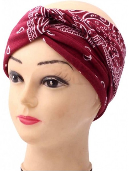 Headbands Pink Headband- Women Fashion Bandana Scarf Square Head Scarf Female Bandanas Headwear - Winered - CZ18UUK47Y8 $12.99