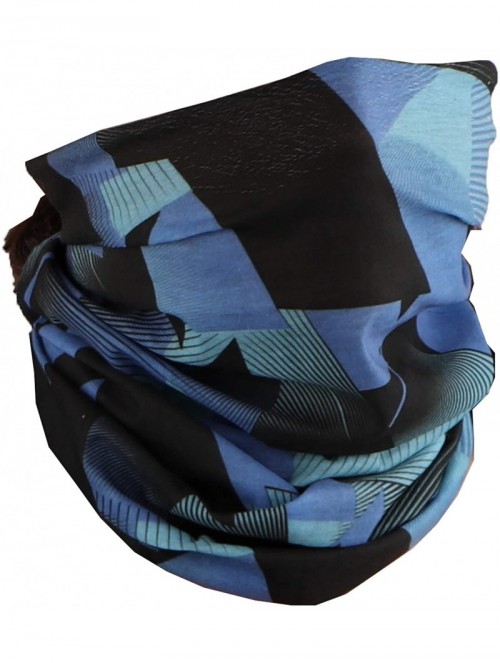 Balaclavas Seamless Bandana Tube Face Scarf - Blue Triangles - CE19960GZ9K $17.98