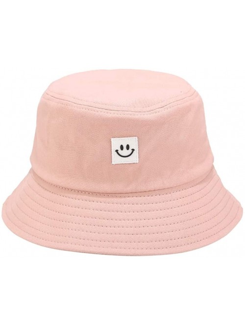 Bucket Hats Unise Hat Summer Travel Bucket Beach Sun Hat Smile Face Visor - Pink - CO1945S9KZI $14.16