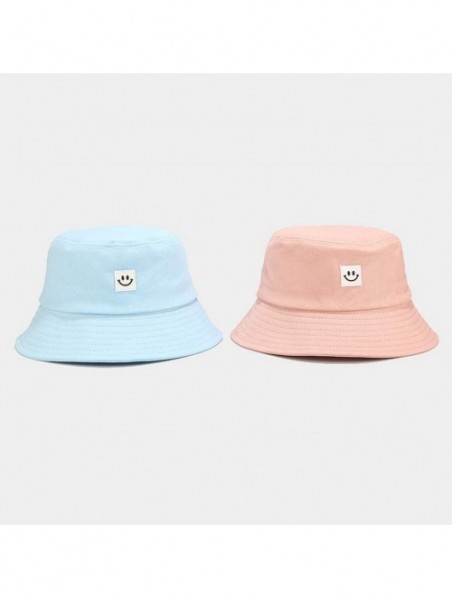 Bucket Hats Unise Hat Summer Travel Bucket Beach Sun Hat Smile Face Visor - Pink - CO1945S9KZI $14.16