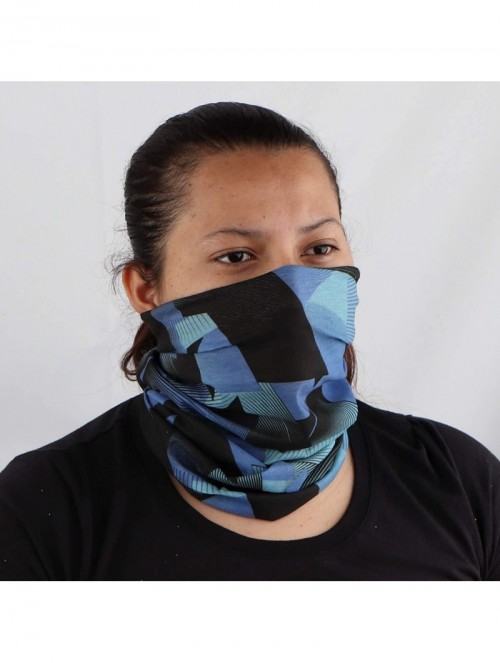 Balaclavas Seamless Bandana Tube Face Scarf - Blue Triangles - CE19960GZ9K $17.98