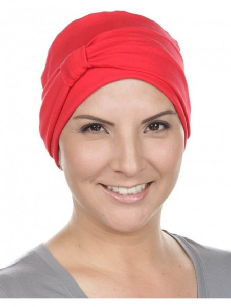 Headbands Double Layered Comfort Cotton Chemo Sleep Cap & Headband Beanie Hat Turban for Cancer - 08- Red (Cotton Knit) - CJ1...