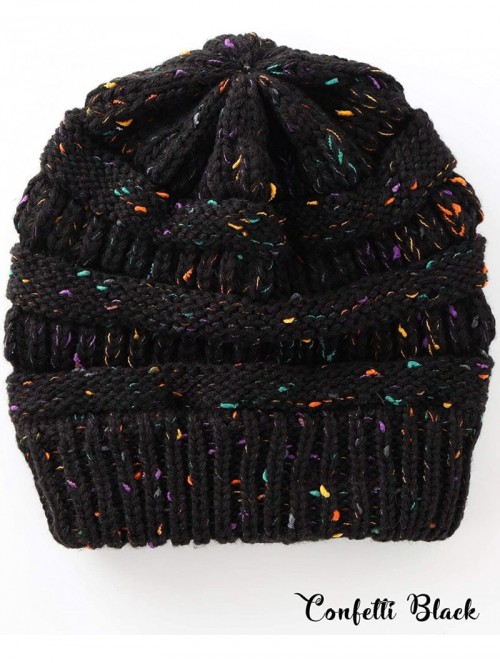 Skullies & Beanies Women's Beanie Winter Confetti Warm Chunky Soft Stretch Cable Knit Ribbed Beanie Hat Skull Cap - C318AGAAN...