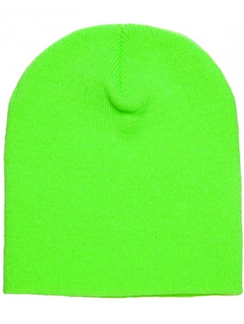 Skullies & Beanies Flexfit Yupoong Knit Beanie Cap - Safety Green - CM18H9RWTNW $13.20