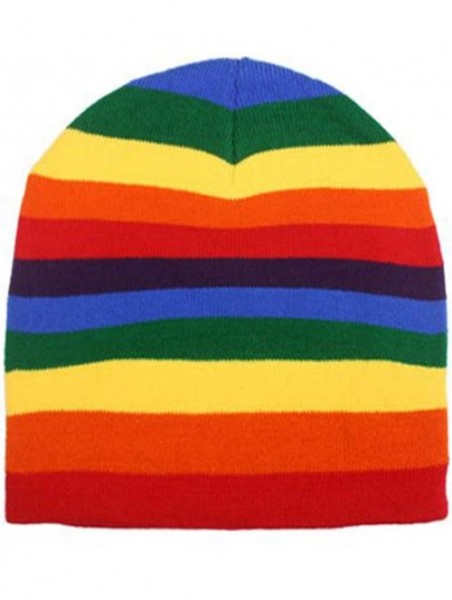 Skullies & Beanies Beanie Men Women - Unisex Cuffed Skull Knit Winter Hat Cap - Rainbow - CG18L5T7N96 $11.47