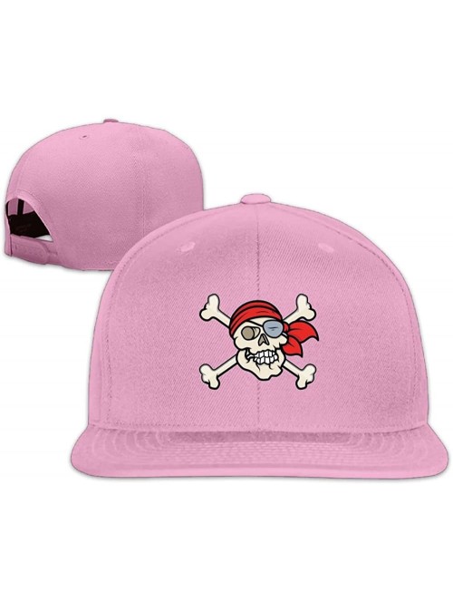 Sun Hats Funny Pirate Skull Crossbones Snapback Hip Hop Flat Bill Baseball Caps for Men Women - Pink - CJ1874LXZ3G $11.83
