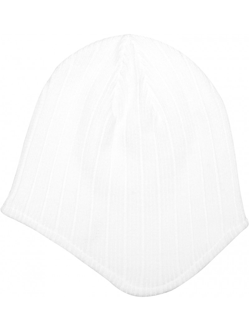 Skullies & Beanies Rib-Knit Ear-Flap Beanie-5068 - White - CM129ZMJJ39 $12.39