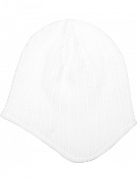 Skullies & Beanies Rib-Knit Ear-Flap Beanie-5068 - White - CM129ZMJJ39 $12.39