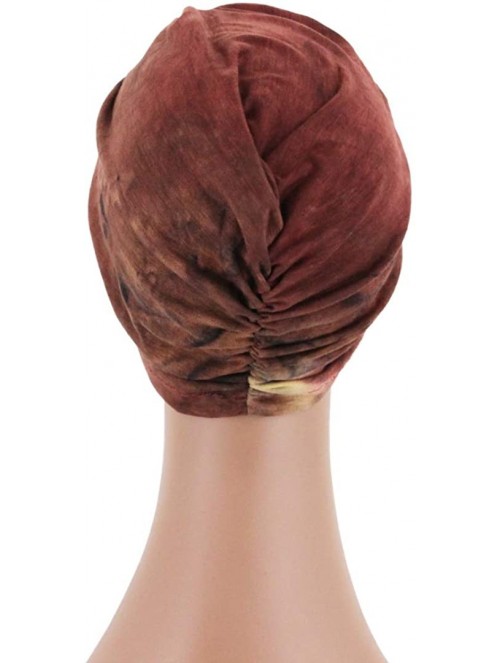 Skullies & Beanies Shiny Metallic Turban Cap Indian Pleated Headwrap Swami Hat Chemo Cap for Women - Wine Red - CD18A4G220D $...