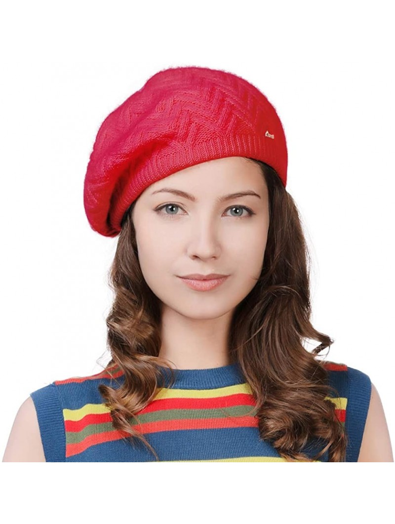 Berets 100% Cashmere Knit Artist French Berets Warm Smooth Nylon Lining Classic Fashion - 99719_red - C718KEKTDXC $29.29