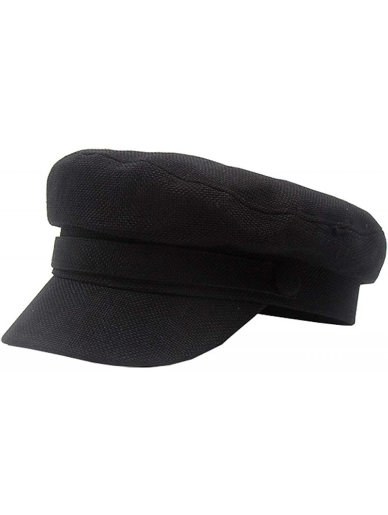 Newsboy Caps Women's Linen Newsboy Cap Mariner Style Greek Fisherman's Sailor Fiddler Hat - Black - CK18R4908O9 $13.10