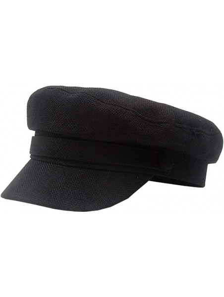 Newsboy Caps Women's Linen Newsboy Cap Mariner Style Greek Fisherman's Sailor Fiddler Hat - Black - CK18R4908O9 $13.10