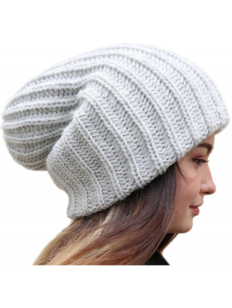 Skullies & Beanies Slouchy Beanie Oversized Warm Winter Dreadlock Hat for Women Knit Beanie for Men - Light Grey - CJ18YZ8N5H...