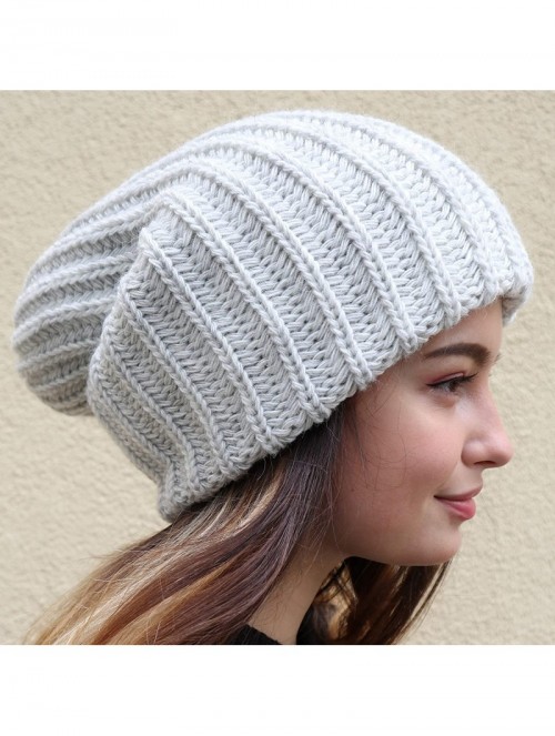 Skullies & Beanies Slouchy Beanie Oversized Warm Winter Dreadlock Hat for Women Knit Beanie for Men - Light Grey - CJ18YZ8N5H...