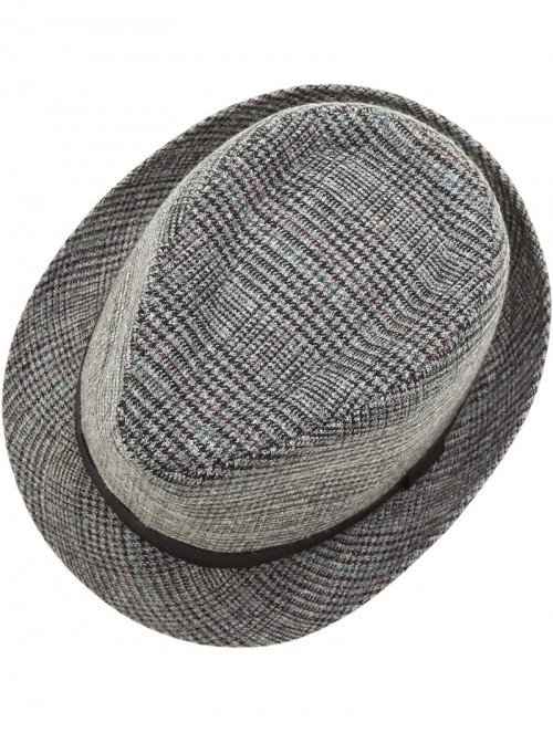 Fedoras Men's Classic Fashion Short Brim Trilby Structured Gangster Fedora Hat with Band - Houndtooth- Grey - C918WG52762 $20.69