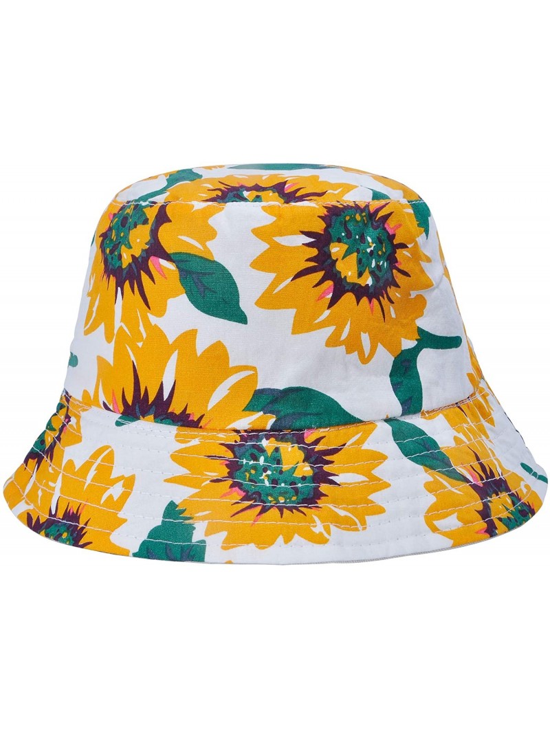 Bucket Hats Fashion Print Bucket Hat Summer Fisherman Cap for Women Men - Sunflower - C418AOKSOYM $14.88