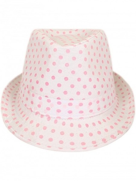 Fedoras Premium Polka Dot Cotton Fedora Hat Available - Pink - CK11J4DBBJZ $13.60