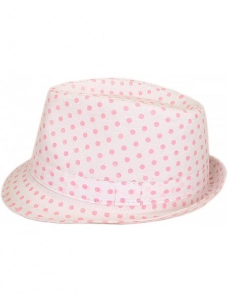 Fedoras Premium Polka Dot Cotton Fedora Hat Available - Pink - CK11J4DBBJZ $13.60