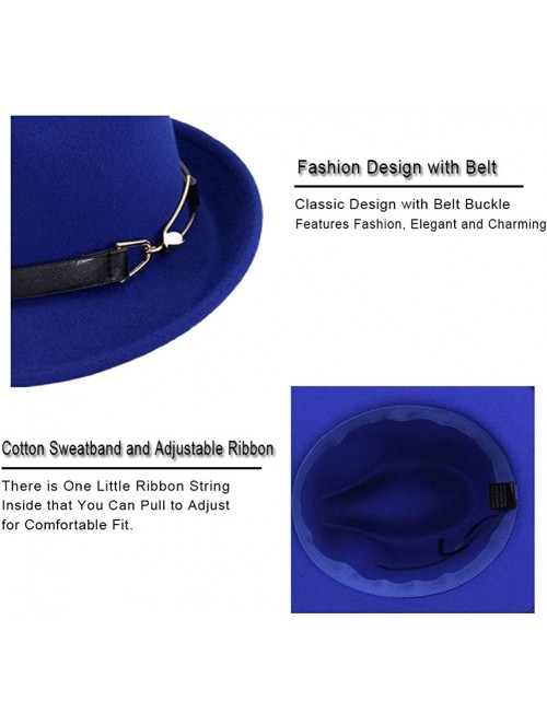 Fedoras Mens/Women FashionTrilby Hat Panama Style Short Brim Fedora - Z-royal Blue - CR193QNGDLC $15.67