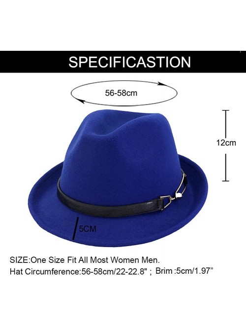 Fedoras Mens/Women FashionTrilby Hat Panama Style Short Brim Fedora - Z-royal Blue - CR193QNGDLC $15.67