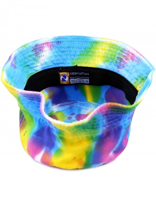 Bucket Hats 100% Cotton Tie Dye Unisex Packable Summer Travel Bucket Hat - Bl/Fu - CG124WP2OYP $15.30