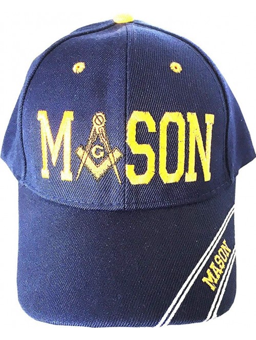 Baseball Caps Freemason Mason Square and Compass Symbol 3D Embroidery Baseball Cap Hat - Navy - C118W36ER65 $13.80