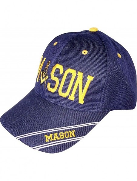 Baseball Caps Freemason Mason Square and Compass Symbol 3D Embroidery Baseball Cap Hat - Navy - C118W36ER65 $13.80