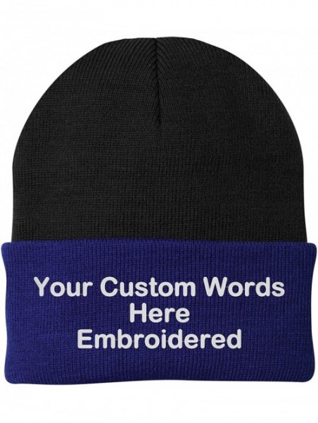 Skullies & Beanies Customize Your Beanie Personalized with Your Own Text Embroidered - Black/Athletic Royal - CV18IRNIRLS $27.49