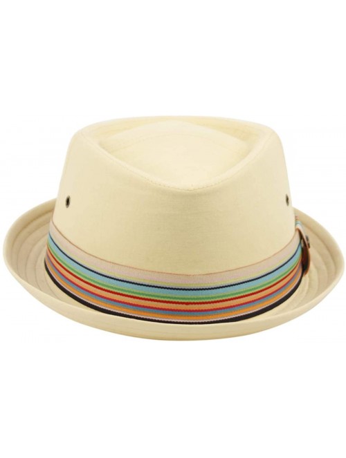 Fedoras Men's Everyday Cotton All Season Porkpie Boater Derby Fedora Sun Hat - F2720yellow - CU19992S5KT $32.90