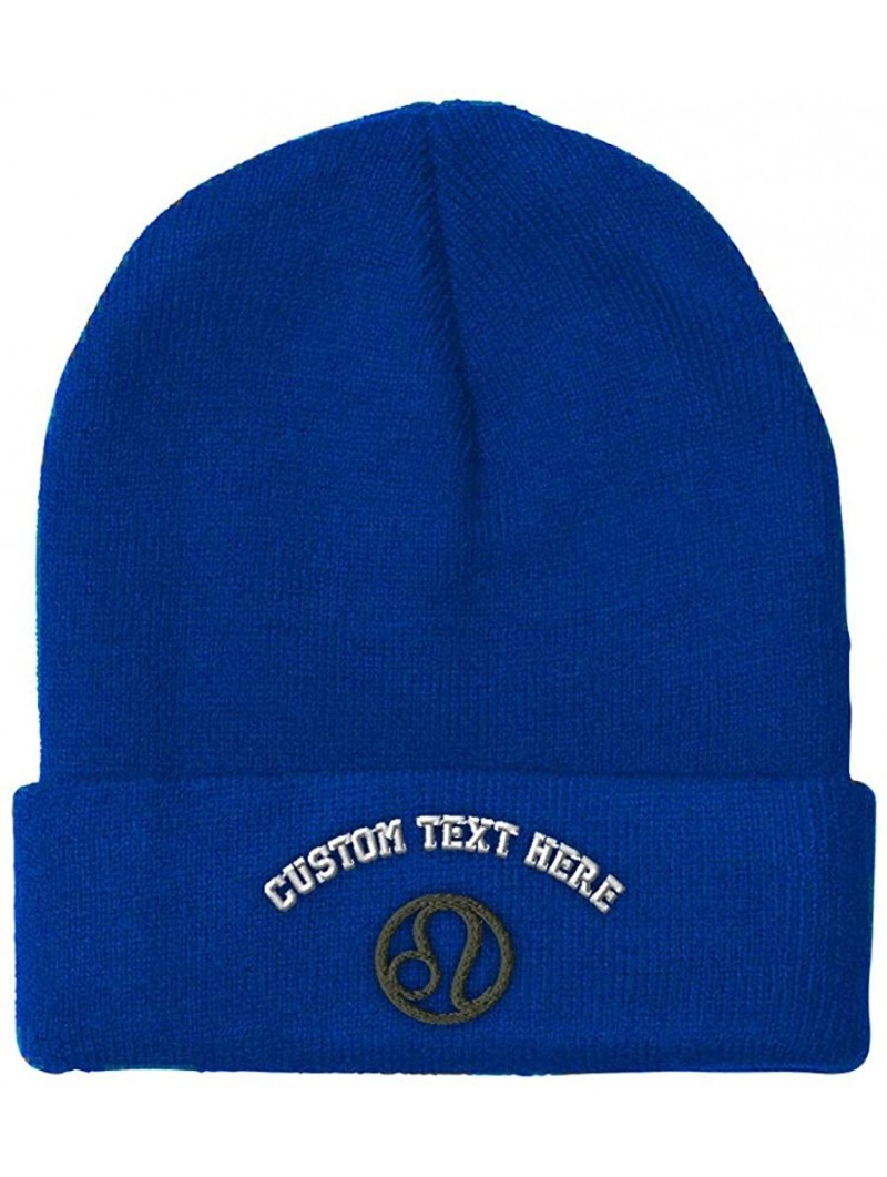 Skullies & Beanies Custom Beanie for Men & Women Leo Embroidery Acrylic Skull Cap Hat - Royal Blue - CY18ZS3O8UU $23.23