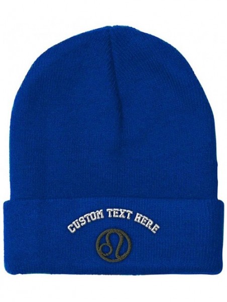 Skullies & Beanies Custom Beanie for Men & Women Leo Embroidery Acrylic Skull Cap Hat - Royal Blue - CY18ZS3O8UU $23.23