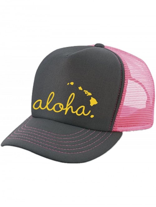 Baseball Caps Hawaii Honolulu HAT - Aloha - Cool Stylish Apparel Accessories - Pink/Charcoal-gold Print - C01855ZDXRO $21.23