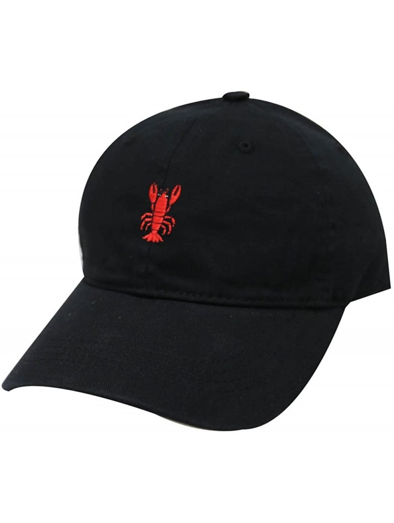 Baseball Caps Lopster Cotton Baseball Dad Cap - Black - CJ17YSEN8YI $15.15