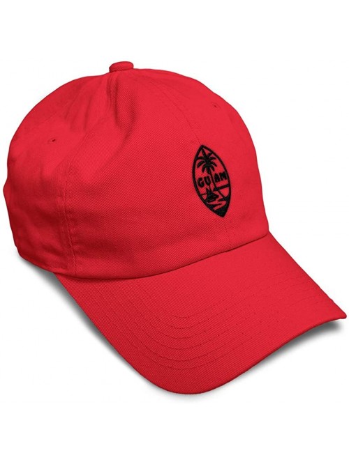 Baseball Caps Custom Soft Baseball Cap Seal of Guam Embroidery Cotton Dad Hats for Men & Women - Red - C418AAODRN9 $17.97