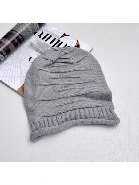 Skullies & Beanies Winter Knit Hat- Slouchy Winter Women Girl Warm Chunky Thin Cable Knit Hat Beanie Skull Cap - Light Gray -...