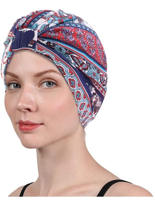 Skullies & Beanies Women's Turban Cotton Double Layer Satin Liner Chemo Cap Flower Print Beanie Head wrap Cap Sleep Bonnet - ...