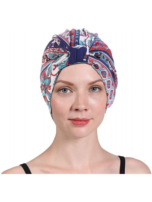 Skullies & Beanies Women's Turban Cotton Double Layer Satin Liner Chemo Cap Flower Print Beanie Head wrap Cap Sleep Bonnet - ...