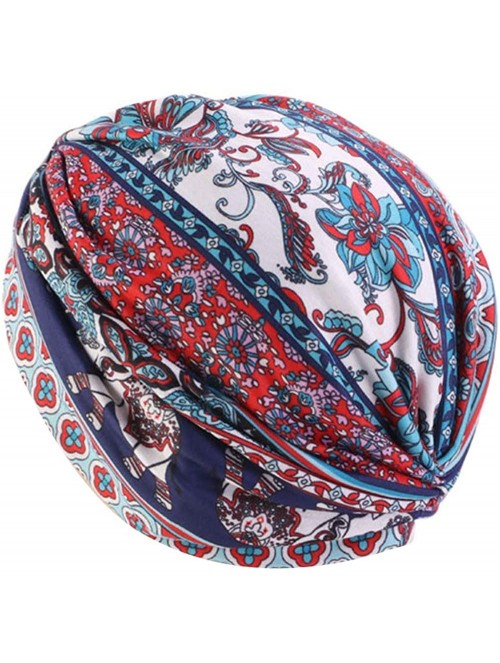 Skullies & Beanies Women's Turban Cotton Double Layer Satin Liner Chemo Cap Flower Print Beanie Head wrap Cap Sleep Bonnet - ...