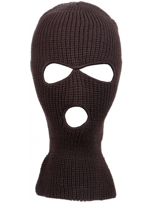 Balaclavas Knitted 3-Hole Full Face Cover Ski Mask - Brown - CJ11SFU5MZH $14.27