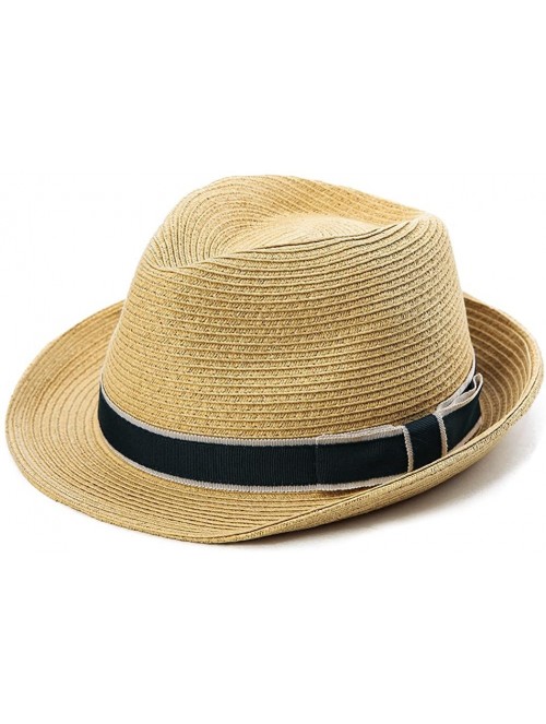 Fedoras Packable Straw Fedora Panama Sun Summer Beach Hat Cuban Trilby Men Women 55-61cm - 89600-beige - C818QHAULNG $29.08