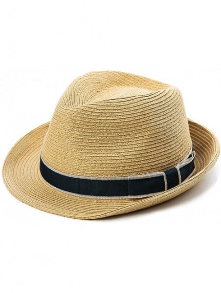 Fedoras Packable Straw Fedora Panama Sun Summer Beach Hat Cuban Trilby Men Women 55-61cm - 89600-beige - C818QHAULNG $29.08