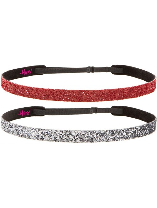 Headbands Women's Adjustable NO Slip Skinny Bling Glitter Headband - Gunmetal & Ruby - C911MNIWVXD $15.10