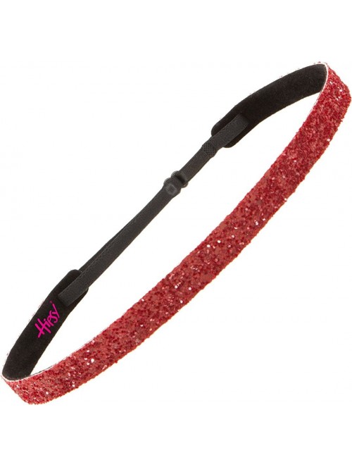 Headbands Women's Adjustable NO Slip Skinny Bling Glitter Headband - Gunmetal & Ruby - C911MNIWVXD $15.10