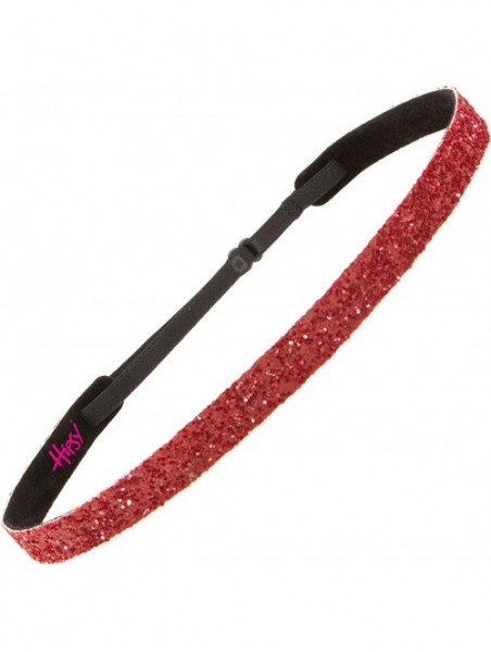 Headbands Women's Adjustable NO Slip Skinny Bling Glitter Headband - Gunmetal & Ruby - C911MNIWVXD $15.10