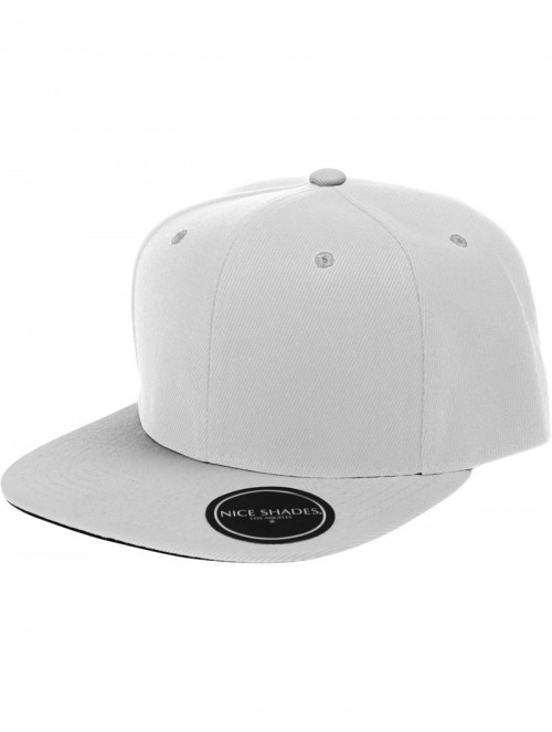 Baseball Caps Classic Flat Bill Visor Blank Snapback Hat Cap with Adjustable Snaps - White - CE119R34QDF $14.38