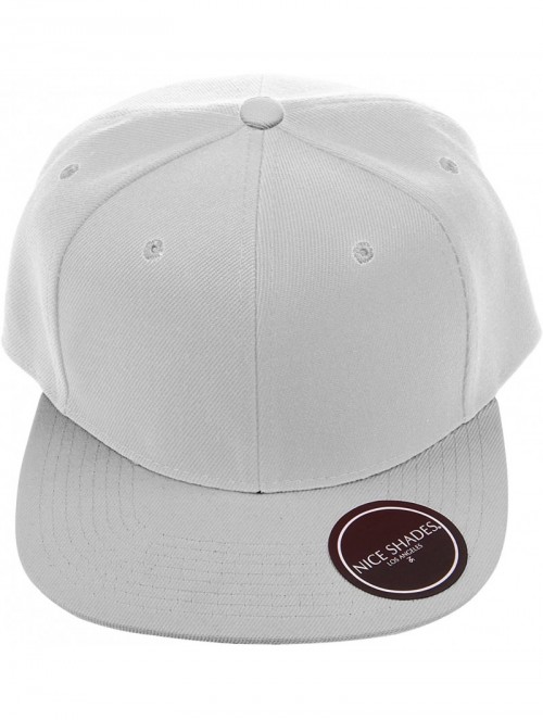 Baseball Caps Classic Flat Bill Visor Blank Snapback Hat Cap with Adjustable Snaps - White - CE119R34QDF $14.38