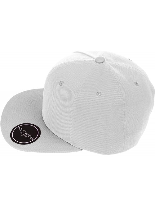 Baseball Caps Classic Flat Bill Visor Blank Snapback Hat Cap with Adjustable Snaps - White - CE119R34QDF $14.38